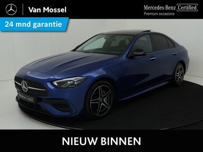 Mercedes-Benz C-klasse 300 e AMG Line / Stoelverwarming / 360Graden-Camera / Panaroma-schuifdak / Night-Pakket / Dodehoek-assistent / Keyless-Go /