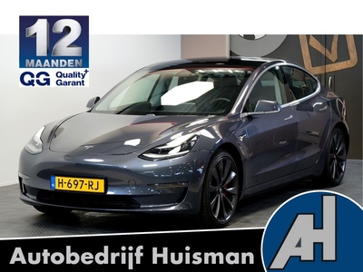 Tesla Model 3 Performance 75 kWh LUDICROUS MODE + AUTO PILOT + PANORAMADAK + LEER + STOELVERWARMING + CAMERA'S + HOUTINLEG + CARBON SPOILER +