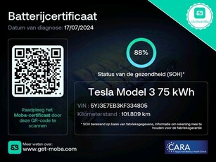 Tesla Model 3 Long Range AWD 75 kWh Trekhaak 88% SOH