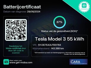 Tesla Model 3 Standard RWD Plus 60 kWh FSD 87% SOH 1e