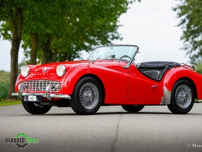 Triumph TR3A rood met spaakwielen 1960