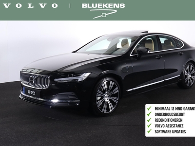 VOLVO S90 T8 AWD Ultimate Bright - Luchtvering - IntelliSafe Assist & Surround - Bowers & Wilkins audio - 360º Camera - Verwarmde voorstoelen, stuur & achterbank - Parkeersensoren voor & achter - Head up display - Elektr. bedienb. voorstoelen met geheugen - 20' LMV