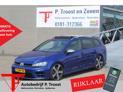 VOLKSWAGEN GOLF Variant 2.0 TSI R Stage 2+ getuned 415PK/583NM Panoramadak/Navigatie/Kleppensysteem/Keyless/LED/Lichtmetalen velgen/Elektrische bestuurdersstoel/Achteruitrijcamera/Lederen bekleding/Sfeerverlichting/Stoelverwarming/Climate control/Cruise control/Parkee...