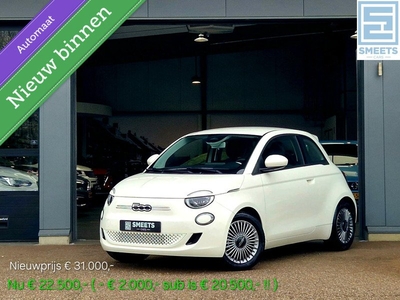 Fiat 500e Icon 24 kWh Automaat 1e Eig! €20.500,- met subsidie!