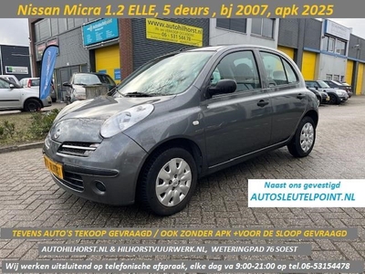 Nissan Micra 1.2 ELLE , 5 deurs, apk 2025!! diverse auto's