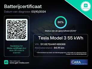 Tesla Model 3 Standard RWD Plus 60 kWh SOH 86%