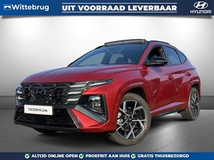 Hyundai Tucson 1.6 T-GDI HEV N Line Sky Volledig Hybride Automaat met Panoramisch schuifdak, Navigatie en Stoelverwarming Uit voorraad leverbaar!