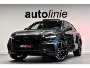 Audi Q8 55 TFSI e quattro Comp., 3x S-Line. RS zetels, Carbon, Softcl, Pano, ACC, 360, HUD, Keyless, Dodeh, Stuurvw, Trekhaak!