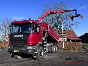 Scania G410 6x6 Euro 6 met 2 zijden kipper en HMF 1643Z2