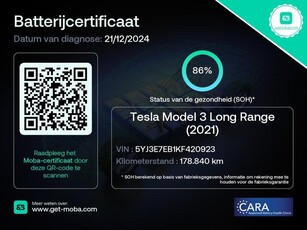 Tesla Model 3 Long Range AWD 75 kWh ACCU 86 % !!