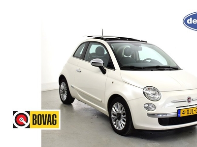 Fiat 500 0.9 TwinAir Turbo Lounge Panorama Privacy glas, lederen, lederen stuur, airco radio cd, digitaal display, blue tooth telefoon aansluiting. ASR, ECO instelling