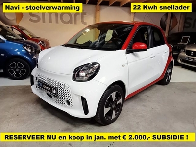 Smart Forfour EQ 22 Kwh snellader Navi - stoelverwarming -