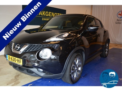 Nissan Juke 1.2 DIG-T S/S Acenta Trekhaak Navi Cruisecontr Airco Arijcom Bleutooth USB/AUX Telef Keyles entry, halflederen bekleding met alcantara. mooie strakke auto geen schade met autopas