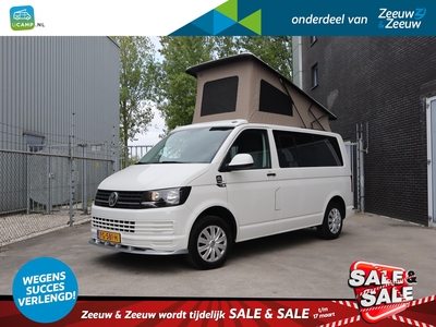 VOLKSWAGEN TRANSPORTER Kombi 2.0 TDI L1H1 140PK | 4 persoons Camper | Keuken met gasfornuis, wasbak en koelkast | Zonnescherm | Draaistoel RV | Houten interieur | Radio | Cruise control | Custom voorbumper | Horren zijkant en achter