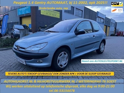 Peugeot 206 1.4 Gentry, Automaat, 162 Dkm aantoonbaar, apk