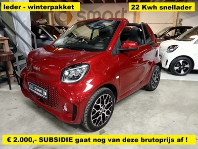 Smart Fortwo cabrio EQ Comfort PLUS 22 Kwh snellader leder