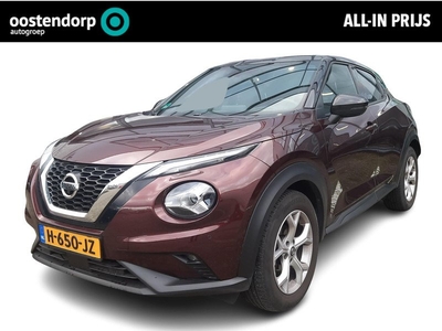 Nissan Juke 1.0 DIG-T Tekna N Design | Rijklaarprijs! | Climate Control | Afneembare trekhaak | Navigatie | Cruise Control adaptief | Stof Leder | Full LED | Stoelverwarming | Inclusief 12 mnd Bovag-Garantie! |