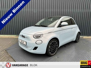 Fiat 500C La Prima 42 kWh | VOL Leer | Celestial Bleu | INCL 12 mnd BOVAG | Rijklaar!!!