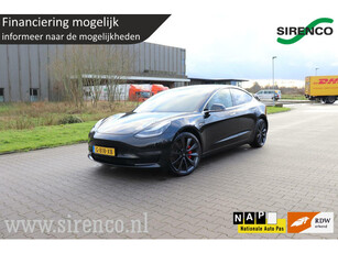 Tesla Model 3 PERFORMANCE AWD 75 kWh dual motor 462pk leder panodak stoelverwarming v+a autopilot black on black