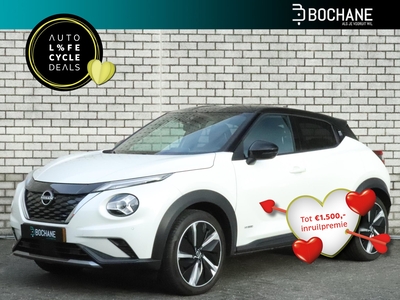 NISSAN JUKE 1.6 Hybrid 143 N-Design | Navigatie | Bose Audiosysteem | Leder/Alcantara | Rondomzichtcamera | Stoelverwarming | Voorruitverwarming |