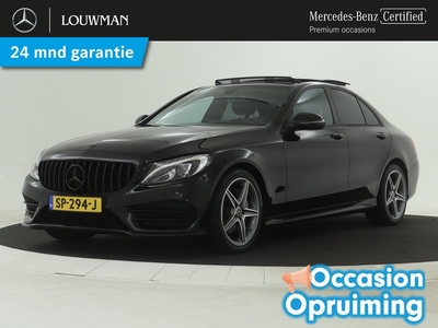 Mercedes-Benz C-Klasse 180 Premium AMG | Panoramadak | AMG Styling | Panamera Grille | Achteruitrijcamera | Leder | Inclusief 24 maanden Mercedes-Benz Certified garantie voor Europa.