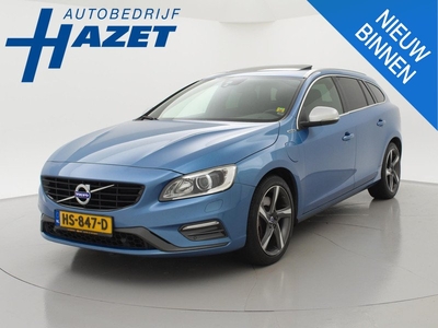 Volvo V60 2.4 D6 TWIN ENGINE 285 PK R-DESIGN POWER BLUE + SCHUIFDAK / LEDER SPORTINTERIEUR