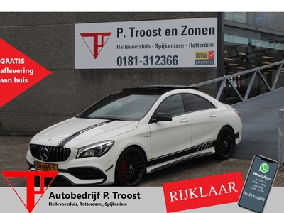 MERCEDES CLA-KLASSE 45 AMG 4MATIC 381pk Panoramadak/Schaalstoelen/Navigatie/Achteruitrijcamera/Performance uitlaat/Elektrische best. stoel met geheugen/Sfeerverlichting/Keyless/Stoelverwarming/Inklapbare spiegels/Dodehoek detectie/Apple carplay/Led koplampen