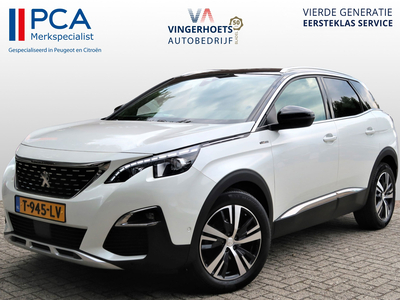 PEUGEOT 3008 1.2 Benzine 130 Pk * GT Line * Wit Parlemoer met een Zwart Dak *1.400 Kg Trekvermogen * * Trekhaak * Full Led Verlichting * DodeHoek Bewaking * 1/2 Leder * Stoelverwarming * Parkeer Camera * Climate & Cruise Control *