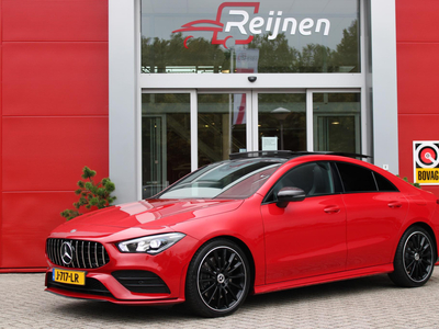 MERCEDES CLA-KLASSE 220 AMG 192PK AUTOMAAT PREMIUM | PANORAMA SCHUIF / KANTEL DAK | STOEL VERWARMING | NAVIGATIE | VERKEERSLICHTWEERGAVE | ACHTERUITRIJ CAMERA | HIGH-PERFORMANCE LED KOPLAMPEN | SFEER VERLICHTING | NIGHT / AMG PAKKET | PANAMERICANA GRILLE | LOGO-PROJECTIE ...