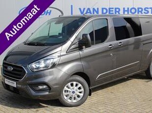 Ford TRANSIT CUSTOM 300 2.0-170pk TDCI L2H1 Limited dubbele cabine. AUTOMAAT ! VERKOCHT ! Airco, stoel-, spiegels en voorraam verwarming, schuifdeur li.+ re., navigatie, telefoonvoorb., camera, parkeersensoren, metallic lak, LM wielen, armleuningen etc.