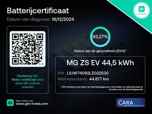 MG ZS EV LUXERY 45KWH 1e EIG ACCU 93% !! BIJNA 2020.