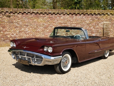 Ford Thunderbird Convertible V8 352 ci Presented in the factory colour combination Royal Burgundy Metallic with black leather, Desirable air conditioning, Lovely driver-quality, Carefully maintained