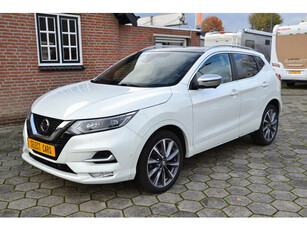 Nissan Qashqai 1.3 DIG-T N-Connecta Tekna 1e Eigenaar Bj.2020 Automaat Airco Navigatie+360'Camara Leer Cruise-control El.Stoelen+Stoelverw. Panoramadak Dakrails afn.Trekhaak Vol Extra's Heel mooi en goed. 1e Eigenaar Bj.2020 Automaat Airco Navigatie+360'