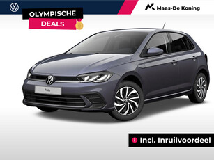 Volkswagen Polo Life Edition, 1.0 TSI 95 pk 5 versn. Hand · Automatische airco · Incl. Inruilvoordeel · Private lease va. € 319 pm · Olympische deals