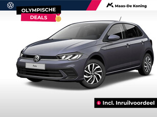 Volkswagen Polo Life Edition, 1.0 TSI 95 pk 5 versn. Hand · Automatische airco · Incl. Inruilvoordeel · Private lease va. € 319 pm · Olympische deals