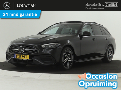 MERCEDES C-KLASSE Estate 300 e AMG Line | Panoramadak | 5 spaaks lichtmetalen velgen | MBUX screens | Navigatie | Lederen bekleding | Inclusief 24 maanden MB Certified garantie voor Europa.