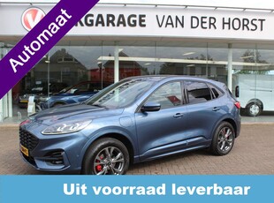 Ford Kuga 2.5-225pk PHEV ST-Line X. AUTOMAAT 1500kg Trekgewicht Volautm. airco, metallic lak, navigatie, lane- en side assist, camera v+a, telefoonvoorb., elektr. achterklep, stoel-, stuur-, achterbank- en voorraam verwarming, deurbeschermers, LM wielen,