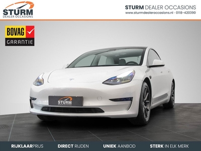 Tesla Model 3 Long Range 75 kWh | Dual Motor | Panoramadak | Vol-Leder Wit | Stoelverwarming | Dashcam | Adapt. Cruise Control | Parelmoer Kleur | Rijklaarprijs!