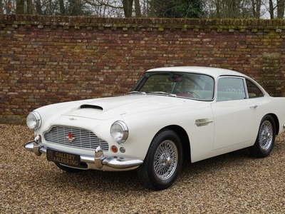 Aston Martin DB4 Series 3 Full restored by Aston Martin Works Service in the UK, Extensive restoration-report with photos, Original left-hand drive model, Executed in Dover White over Magnolia with Oxblood piping, Fitted with the high performance ‘S