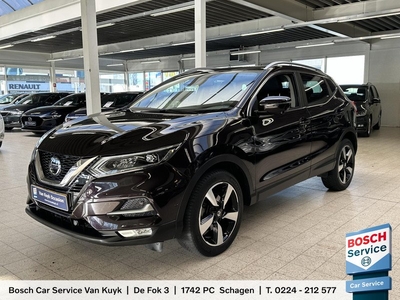 Nissan Qashqai 1.3 DIG-T Tekna + NL AUTO / AUTOMAAT / AFNEEMBARE TREKHAAK / CRUISE CONTROL / STOELVERWARMING / 360 CAMERA / NAV / BLUETOOTH / HALF-LEDER / LANE ASSIST / AUTOM. VERSTELBARE STOEL