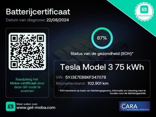 Tesla Model 3 Long Range AWD 75 kWh Trekhaak 87% SOH