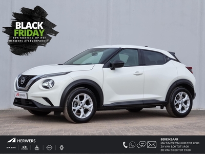 NISSAN JUKE 1.0 DIG-T N-Connecta Automaat / Fabrieksgarantie tot 10-2024 / Stoelverwarming / Navigatiesysteem full map / Parkeersensoren voor + achter / Lichtmetalen Tekna velgen 19