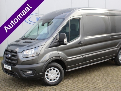 Ford Transit 350 2.0-170pk TDCI L3H2 Trend AUTOMAAT ! Net ingereden, uit voorraad leverbaar ! Volautm. airco, metallic lak, lane- en side assist, adaptive cruise, navigatie by Apple carplay/Android auto cntrl, bijrijdersbank, USB aansluiting etc.