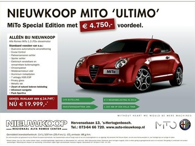 Alfa Romeo MiTo 1.3 JTDm ESCLUSIVO eco 88 g/km 6 (bj 2013)