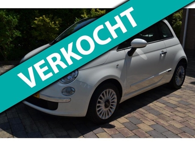 Fiat 500 1.4-16V Lounge, Airco Wit met Panoramadak