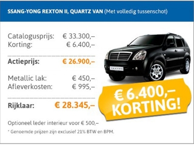 SsangYong Rexton RX 270 XVT Quartz High Roof VAN hoge