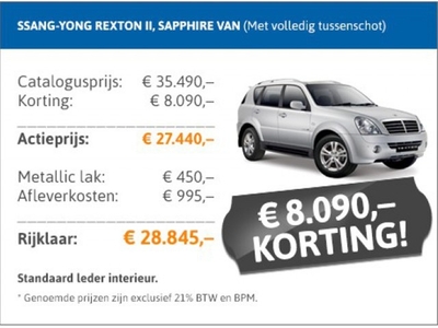 SsangYong Rexton RX 270 XVT Sapphire Low Roof VAN hoge