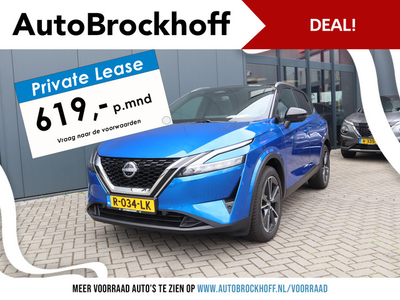 Nissan Qashqai 1.3 MHEV Xtronic Tekna | Automaat | Panoramadak | Stoel, Stuur & Voorruitverwarming | 19 inch L.M. Velgen | 360 AVM | Head Up Display | Keyless Entry | PRIVATE LEASE USED