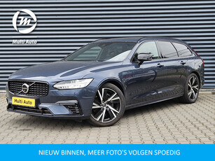 Volvo V90 T6 AWD R-Design Plug In Hybrid Dealer O.H PHEV | Panodak | Adaptive Cruise | 360 Camera | BLIS | Alcantara Sportstoelen Memory | Harman Kardon | Pilot Assist | Stuurverwarming |