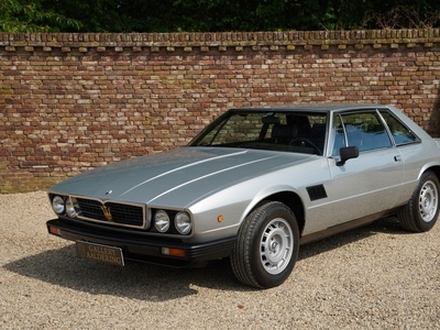 Maserati Kyalami Manual 5-speed Superb original condition, Extensive history file spanning almost 5 decades, An extremely delicious Maserati Kyalami, Livery in silvergrey with black trim, One of just 200 cars ever made, Powered by a 4200 cc V8 engine, Ord